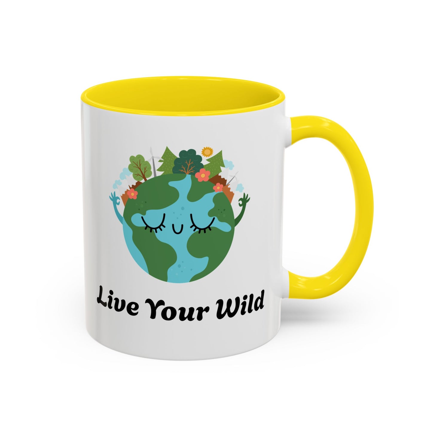 Eco-Friendly Coffee Mug - Live Your Wild Design, Earth Lover Gift, Nature Lover Mug, Cute Plant Mug, Green Living Kitchenware