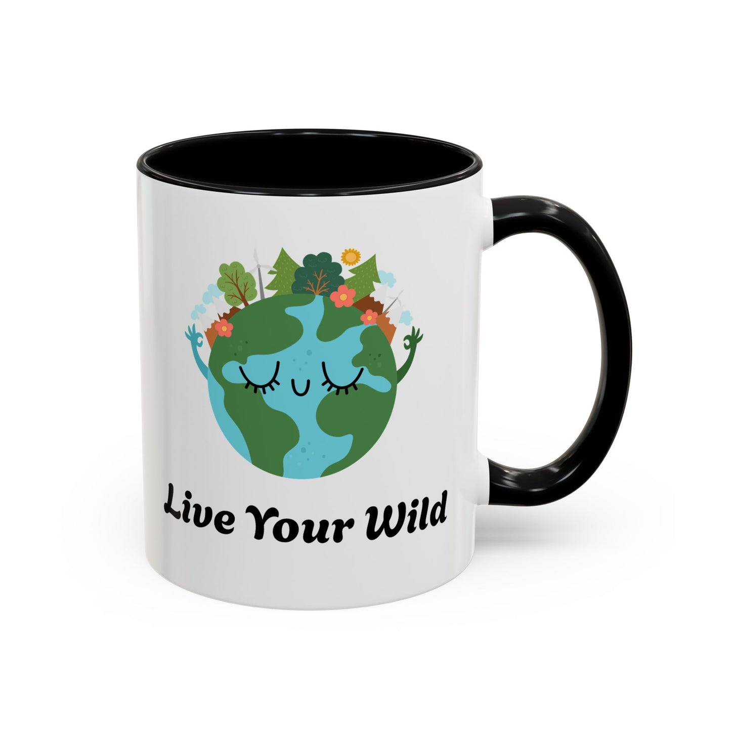 Eco-Friendly Coffee Mug - Live Your Wild Design, Earth Lover Gift, Nature Lover Mug, Cute Plant Mug, Green Living Kitchenware