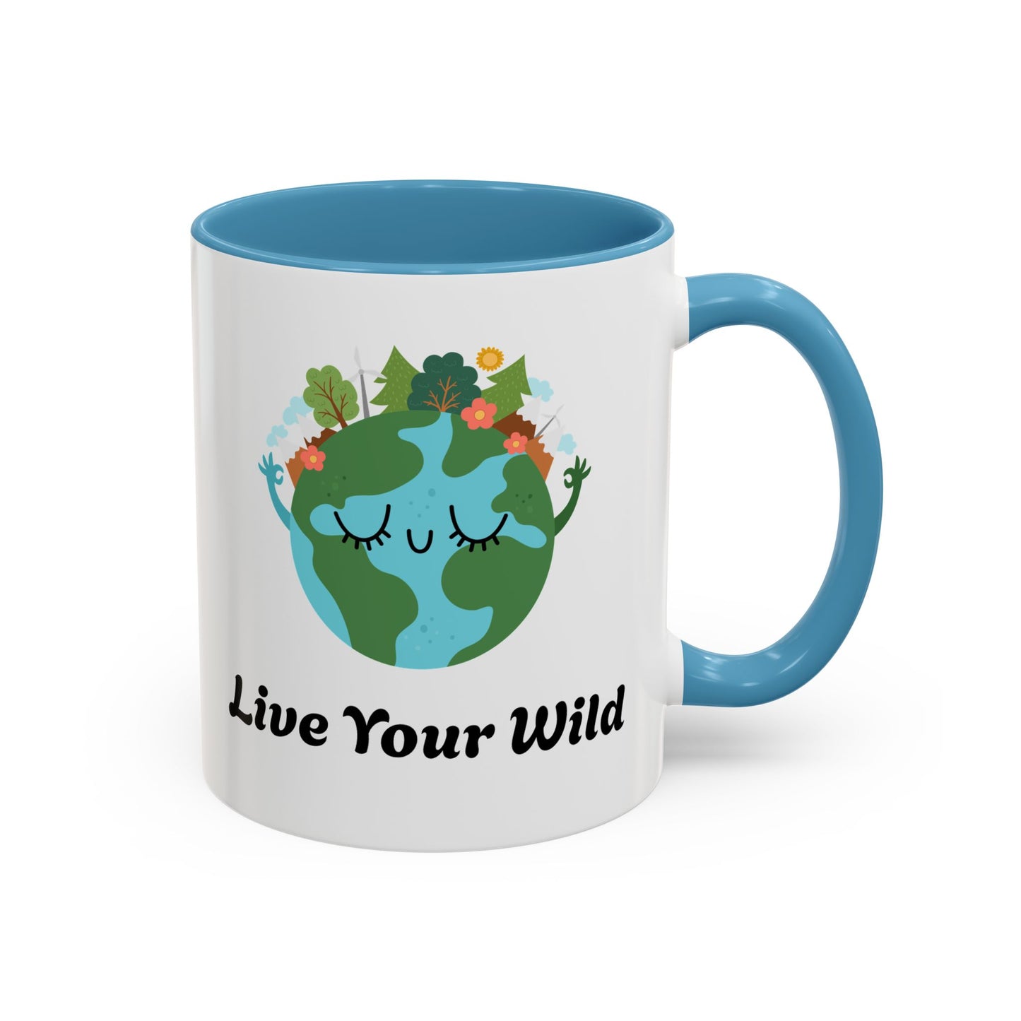 Eco-Friendly Coffee Mug - Live Your Wild Design, Earth Lover Gift, Nature Lover Mug, Cute Plant Mug, Green Living Kitchenware
